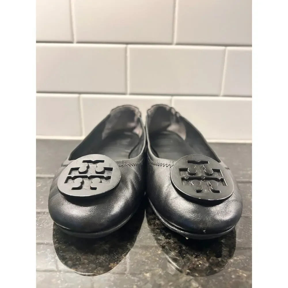 Tory Burch Women's Travel Ballet Flats Shoes Logo Decoration Black Size‎ 7.5